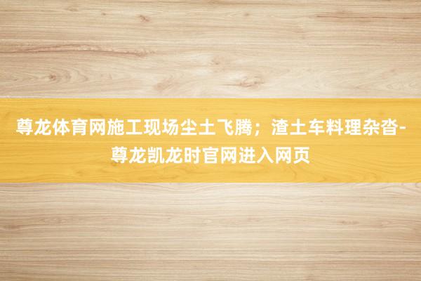 尊龙体育网施工现场尘土飞腾；渣土车料理杂沓-尊龙凯龙时官网进入网页