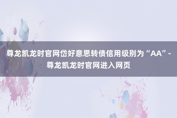 尊龙凯龙时官网岱好意思转债信用级别为“AA”-尊龙凯龙时官网进入网页