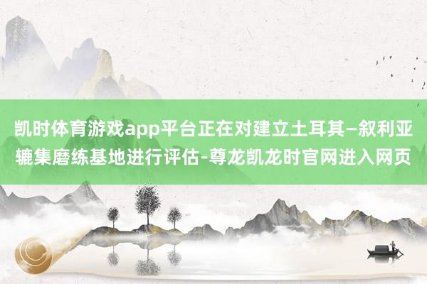 凯时体育游戏app平台正在对建立土耳其—叙利亚辘集磨练基地进行评估-尊龙凯龙时官网进入网页