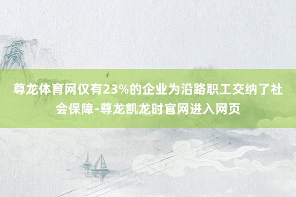 尊龙体育网仅有23%的企业为沿路职工交纳了社会保障-尊龙凯龙时官网进入网页