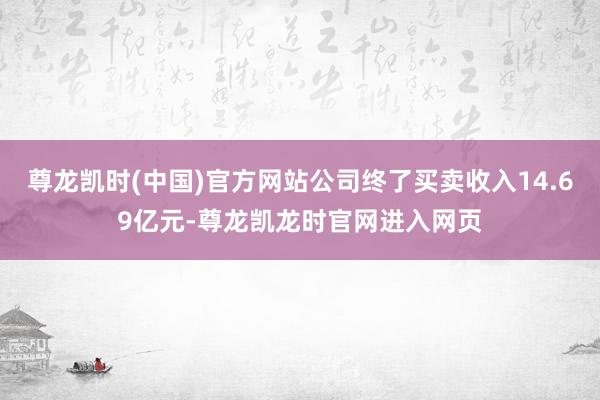 尊龙凯时(中国)官方网站公司终了买卖收入14.69亿元-尊龙凯龙时官网进入网页