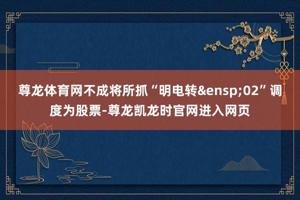 尊龙体育网不成将所抓“明电转&ensp;02”调度为股票-尊龙凯龙时官网进入网页