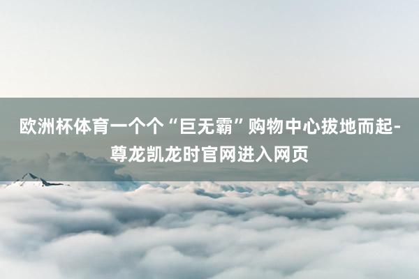 欧洲杯体育一个个“巨无霸”购物中心拔地而起-尊龙凯龙时官网进入网页