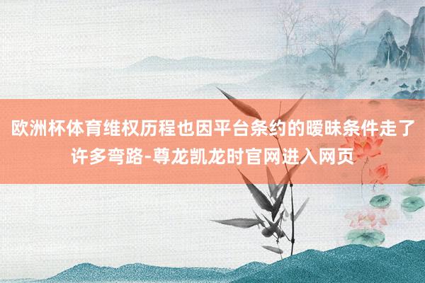 欧洲杯体育维权历程也因平台条约的暧昧条件走了许多弯路-尊龙凯龙时官网进入网页